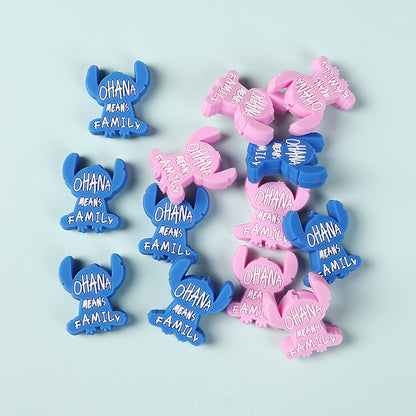 Silicone Focal Beads Blue Alien Character Large Ears Pink Blue Letters Stitch 6