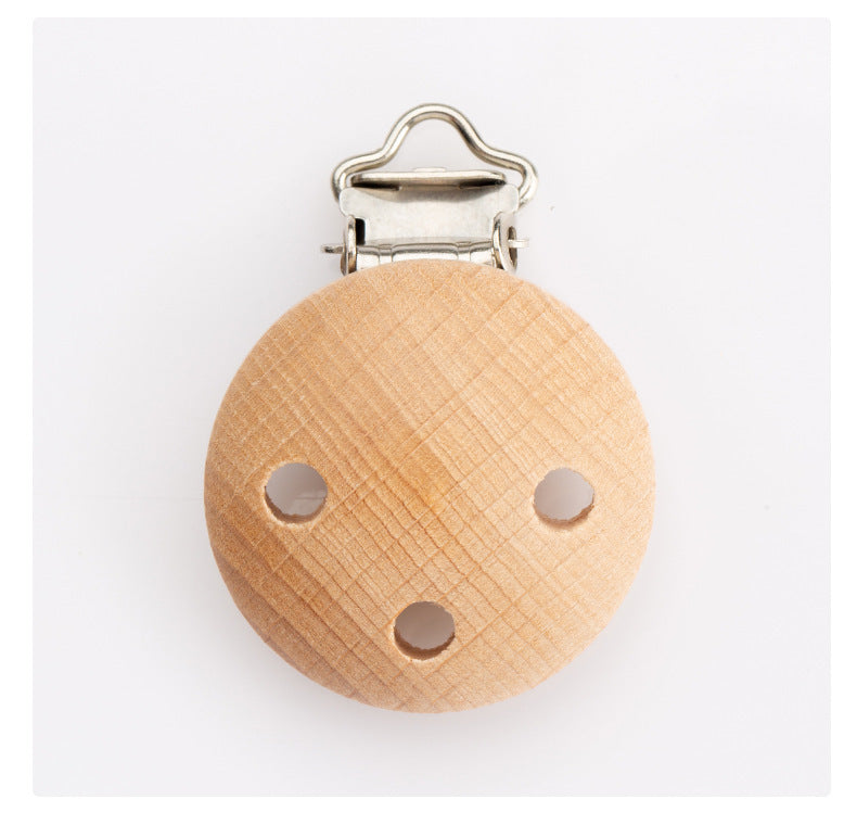 Beech Wood Pacifier Clip with Round Three-Hole 30mm 3