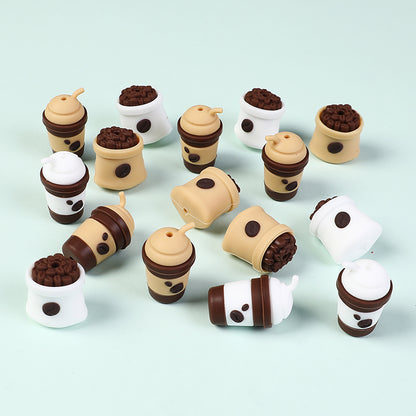 20Pcs Silicone 3D Focal Beads Coffee Cup with Coffee Bean Detail 4