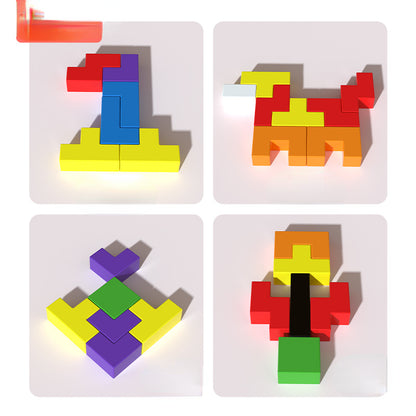 Wooden 3D Puzzle Tetris Educational Toy for Kids 5