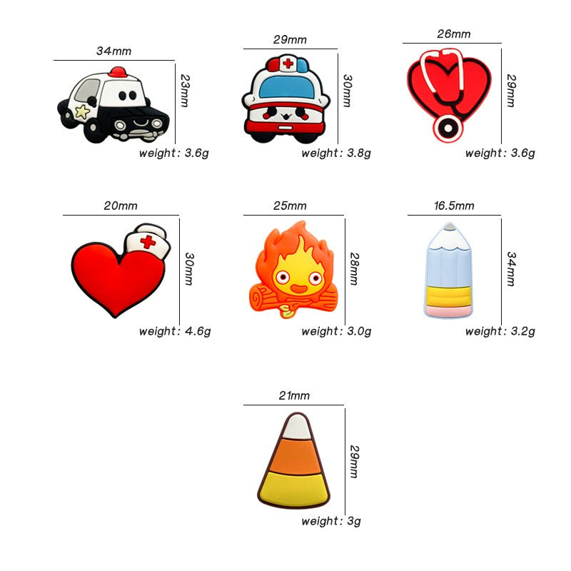 20pcs Silicone Focal Beads Medical Theme Ambulance Heart Stethoscope and More 2