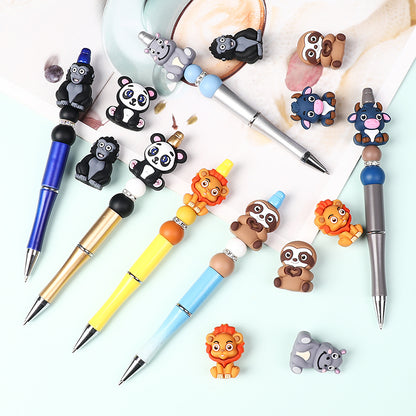 20Pcs Silicone 3D Focal Beads Panda Lion Sloth Animal Sitting Pose 7