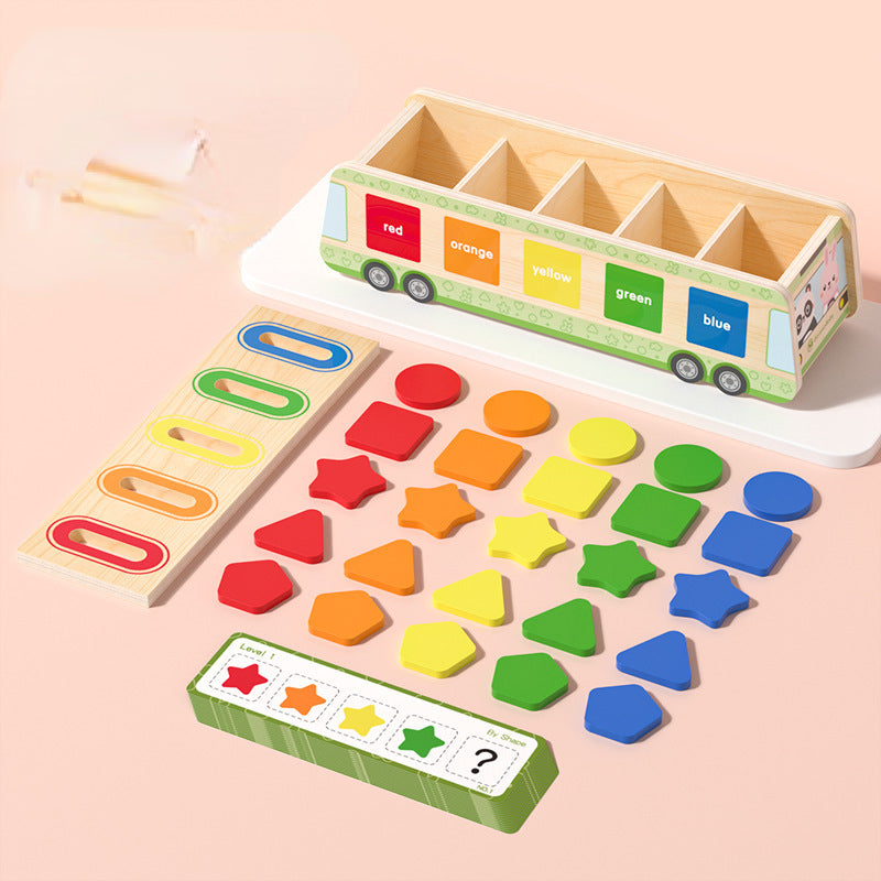 Wooden Montessori Toys Shape Paired Coin Box Sorting Toy 6
