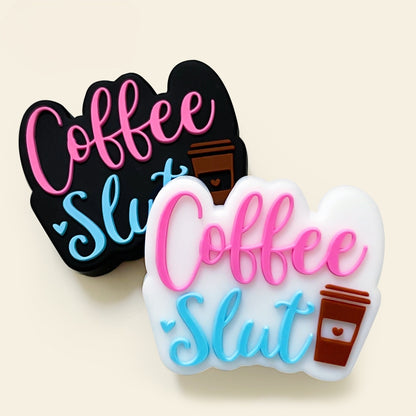 20Pcs Silicone Focal Beads Coffee Cup with Script Text