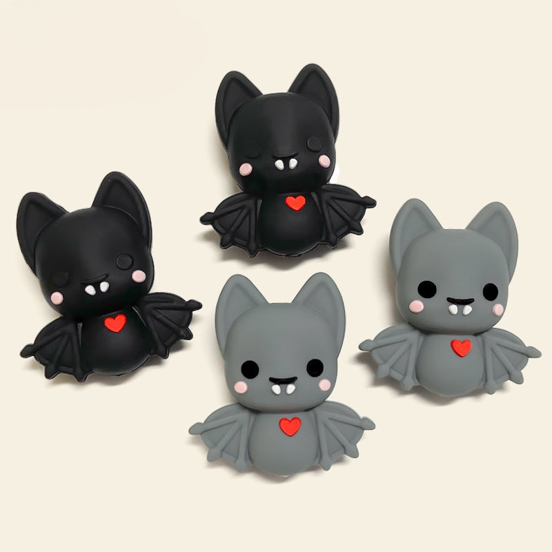 20Pcs Silicone 3D Focal Beads Bat with Heart Detail