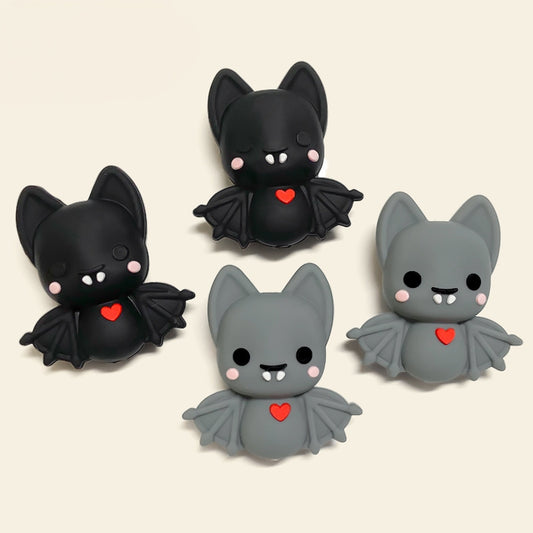 20Pcs Silicone 3D Focal Beads Bat with Heart Detail