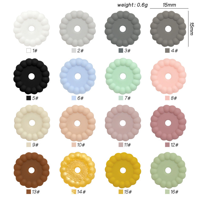 50pcs 12mm 15mm Solid Color Silicone Disc Spacer Beads DIY Craft Supplies 4