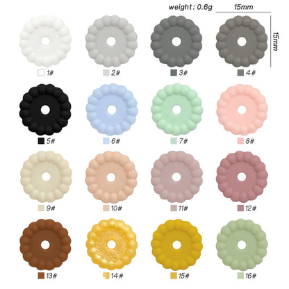 50pcs 12mm 15mm Solid Color Silicone Disc Spacer Beads DIY Craft Supplies 4