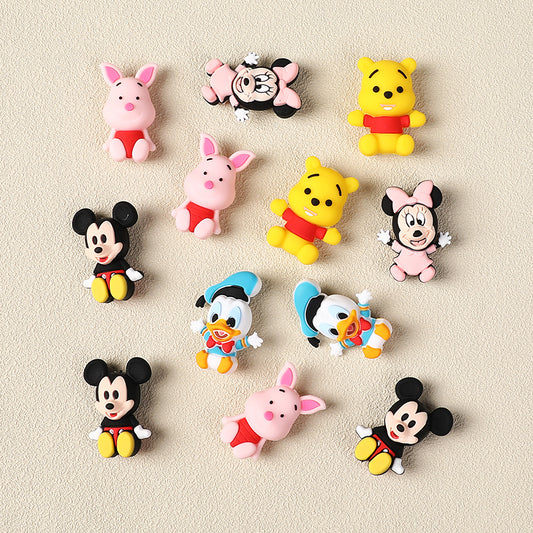 20Pcs Silicone 3D Focal Beads Blue Alien Character Large Ears Sitting Pose