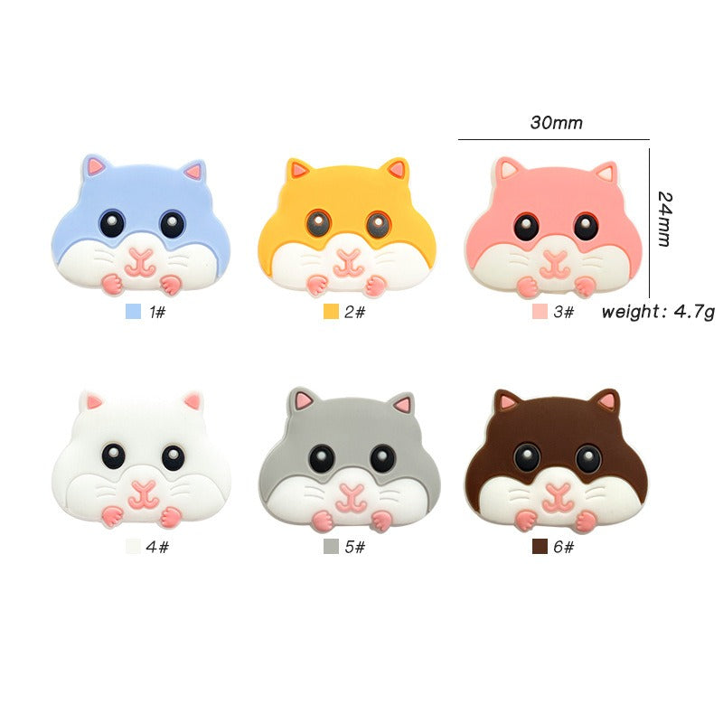 20pcs Silicone Focal Beads Hamster Front Facing Design