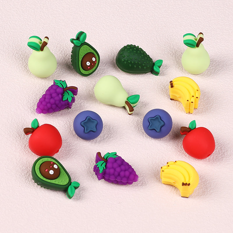 20Pcs Silicone 3D Focal Beads Fruity Aroma Mixed Fruit Shapes 2