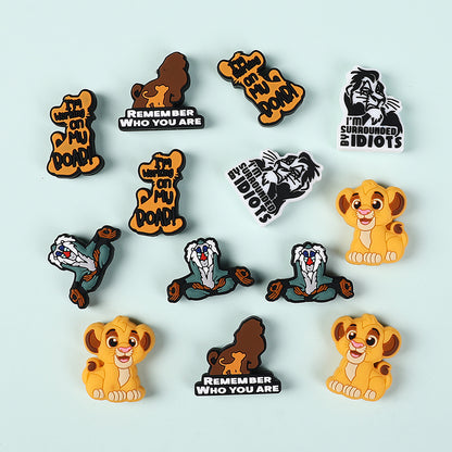 20Pcs Silicone Focal Beads Young Lion with Text Decorations 2