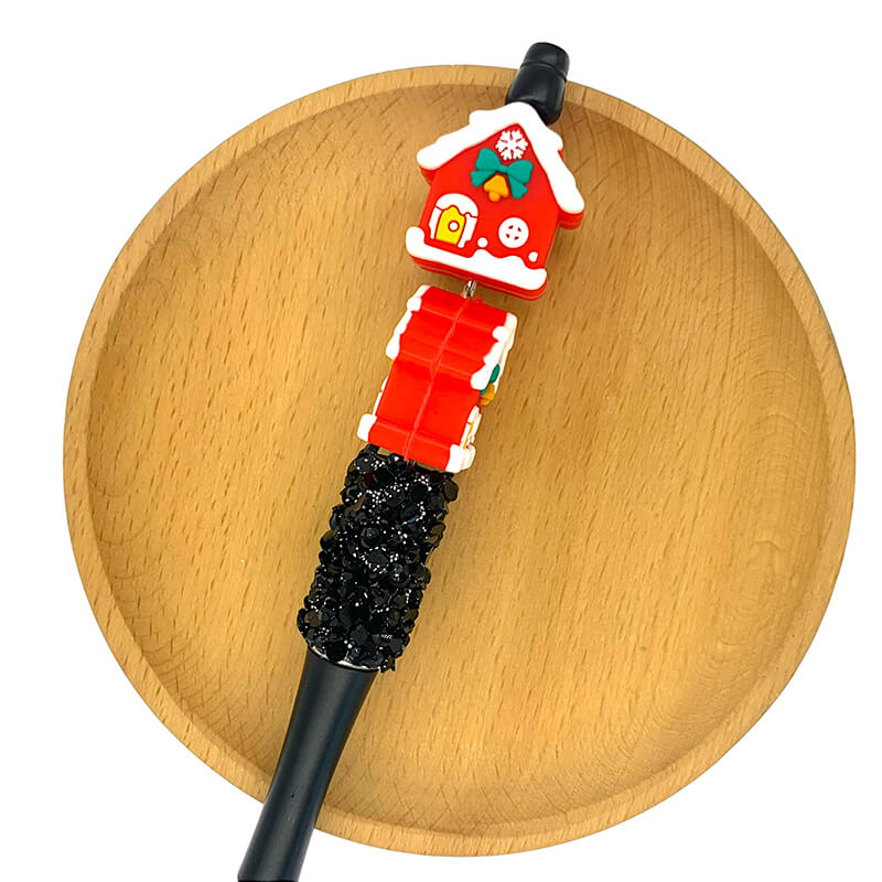 Silicone 3D Focal Beads Christmas Gingerbread House Snow Roof Design 2