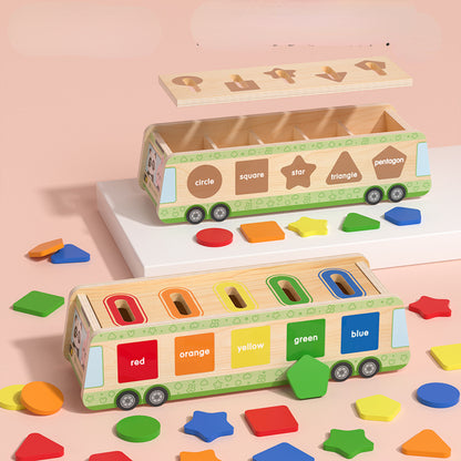 Wooden Montessori Toys Shape Paired Coin Box Sorting Toy 5