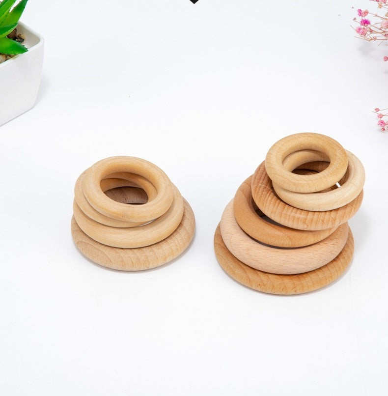 10pcs 25x6mm Unfinished Natural Beech Wood Ring Linking Rings Baby Teether 3