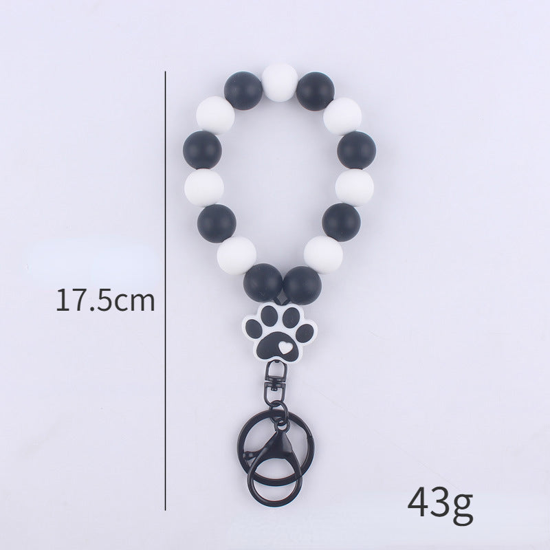 Dog Claw Silicone Bead Wristlet Keychain with Paw Charm 5