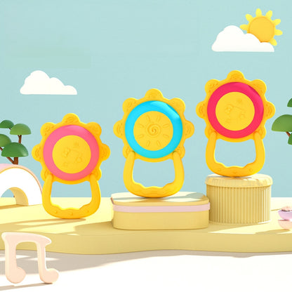 Silicone Baby Teether Toy Sun Drum Shape 2 Pcs Set