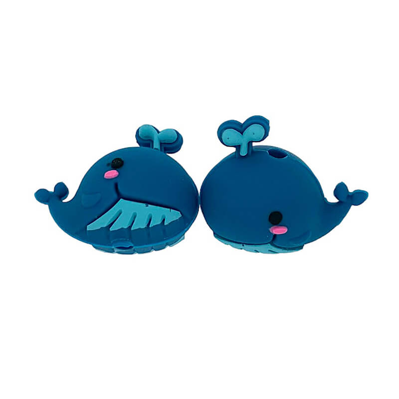 Silicone 3D Focal Beads Whale Side Profile with Tail Detail