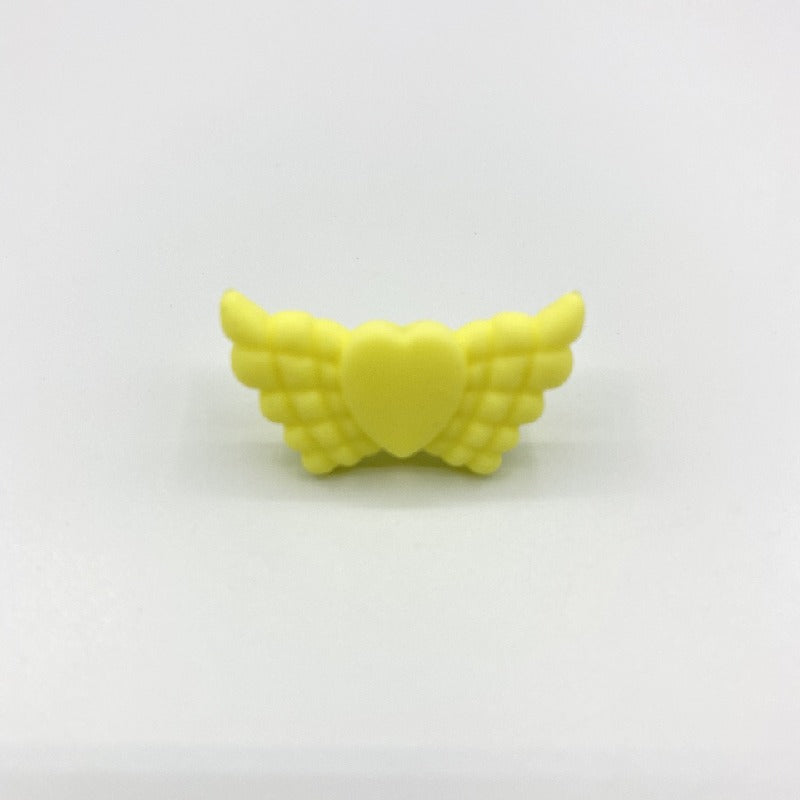 20pcs Silicone Focal Beads Wing Shape with Heart Center 6