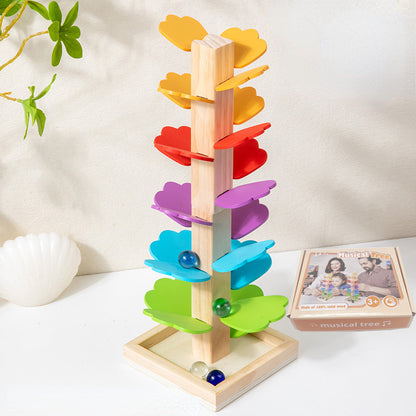 Wooden Marble Run Musical Tree Educational Toy 19cm 2