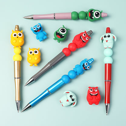 20Pcs Silicone 3D Focal Beads Cute Little Monster Various Colors 15