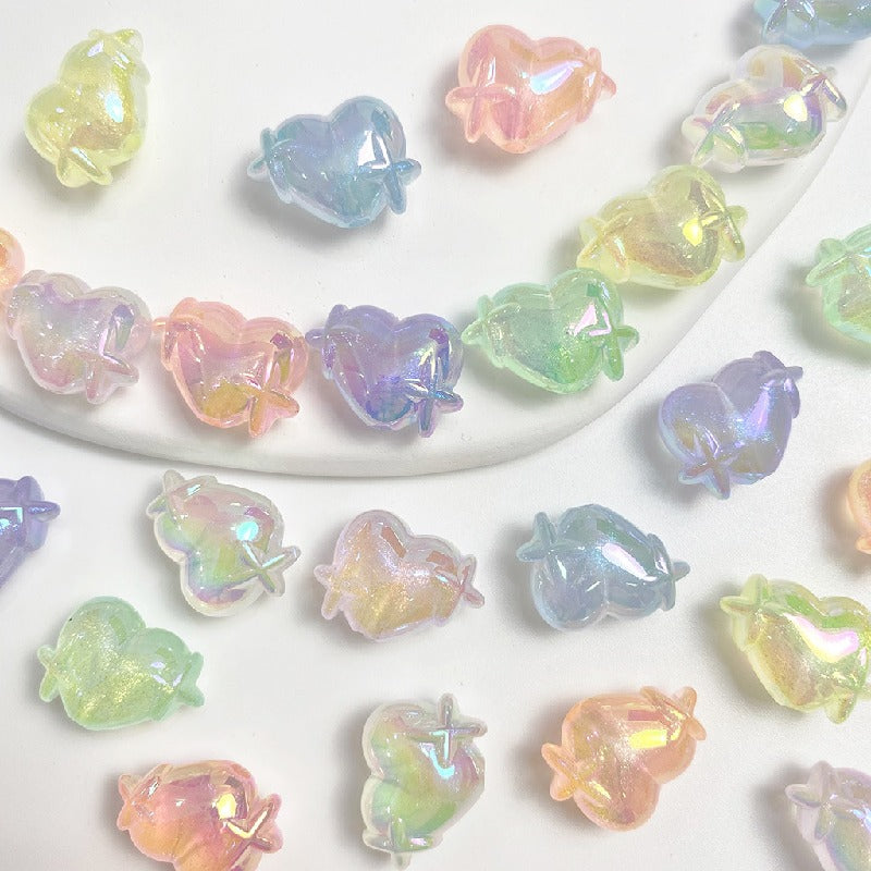 50pcs 14x20mm UV Finish Light In The Dark Heart Star Acrylic Beads 4