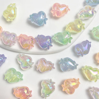 50pcs 14x20mm UV Finish Light In The Dark Heart Star Acrylic Beads 4