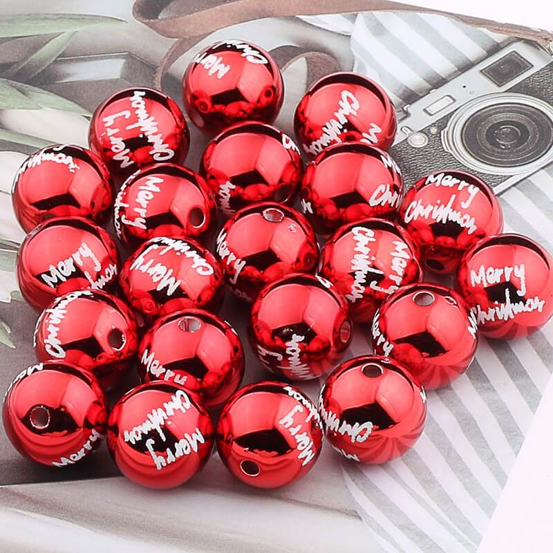 16mm Christmas Printed Acrylic Round Pumpkin Beads Holiday Craft 2