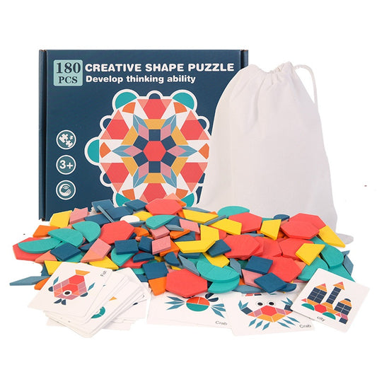 Wooden Shape Puzzle Montessori Toys Educational Toy for Kids 180 Pieces