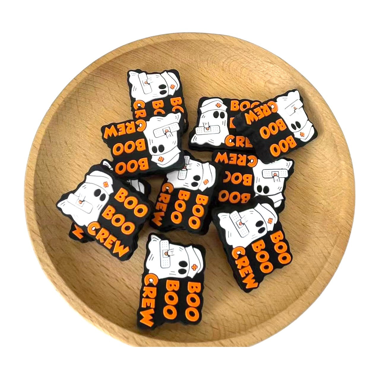 20pcs Silicone Focal Beads Ghost Nurse Holding Bandage Text 2