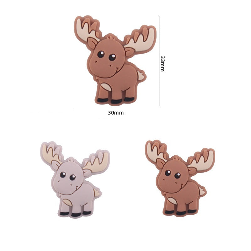 20pcs Silicone Focal Beads Elk Front Facing 2