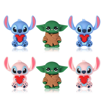 20Pcs Silicone 3D Focal Beads Blue Alien Character Large Ears and Green Alien Baby Large Ears