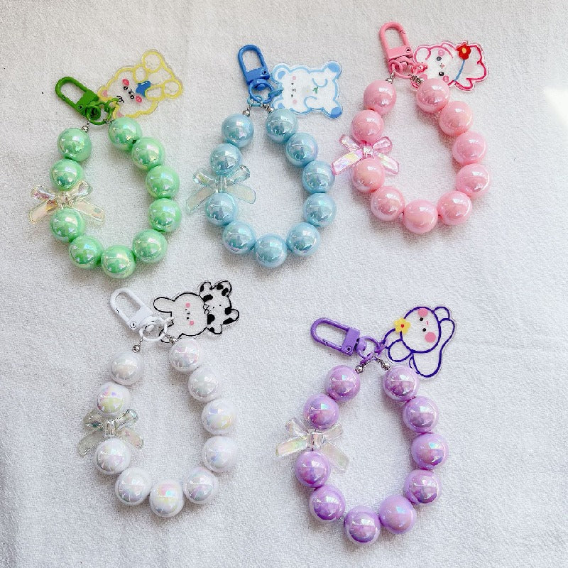 Acrylic Rabbit Bear Beaded Keychain Bracelet Charm