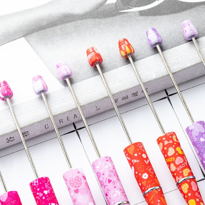 Valentine's Day Heart Print Beadable Ballpoint Pens 14.4cm DIY 2