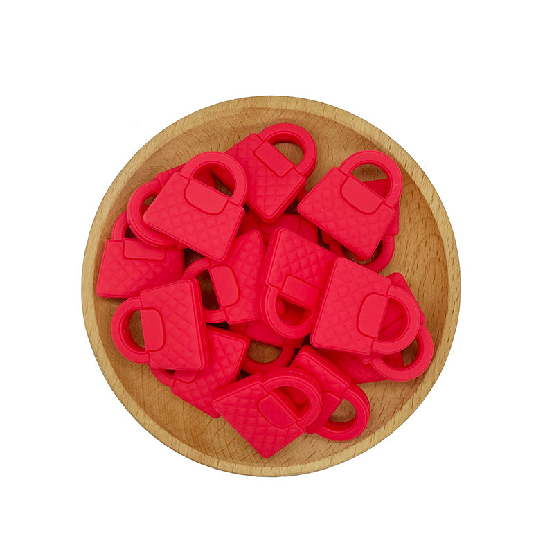 20pcs Silicone Focal Beads Handbag Red Solid Shape 2