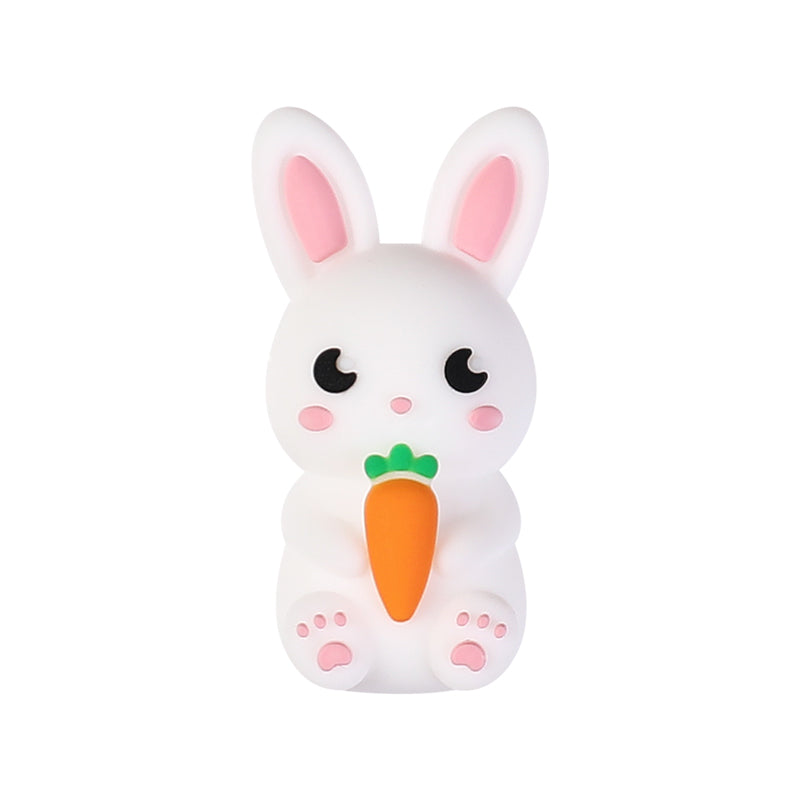 20Pcs Silicone 3D Focal Beads Easter Bunny Chick Holding Easter Egg 22