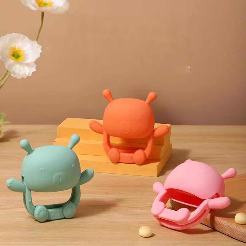 Silicone Teddy Bear Baby Teething Toy Set 2 Pcs
