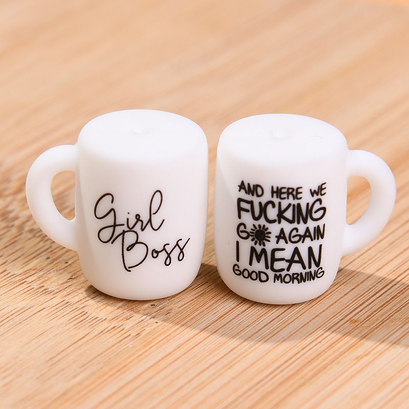 50pcs Silicone Focal Beads Cup Printed Design 15