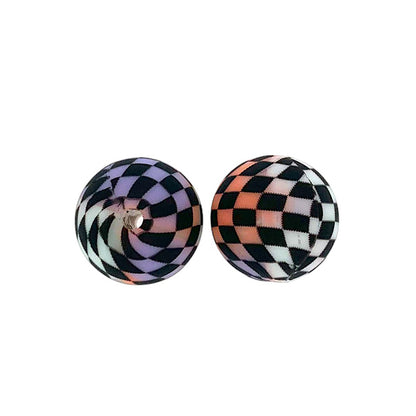 50pcs 15mm Printed Checkered Silicone Beads 12