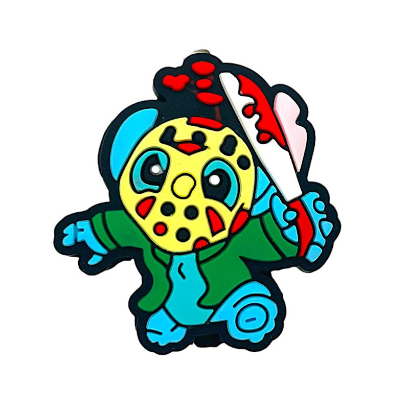 20pcs Silicone 3D Focal Beads Blue Alien Character Large Ears Holding Bloody Knife