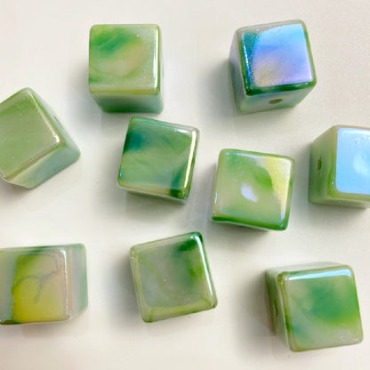 50pcs 14mm UV Finish Gradient Cube Acrylic Beads Jewelry Making 9