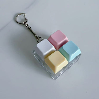 Plastic Keychain Button Mechanical Key Keyboard Fidget Toy 11
