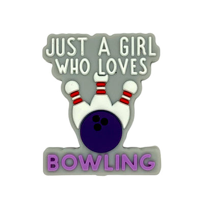 20pcs Silicone Focal Beads Bowling Pins Purple Ball With Text