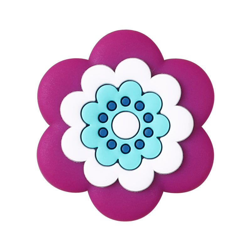 Silicone Focal Beads Bohemian Seven Flowers Layered Petal Detail 17