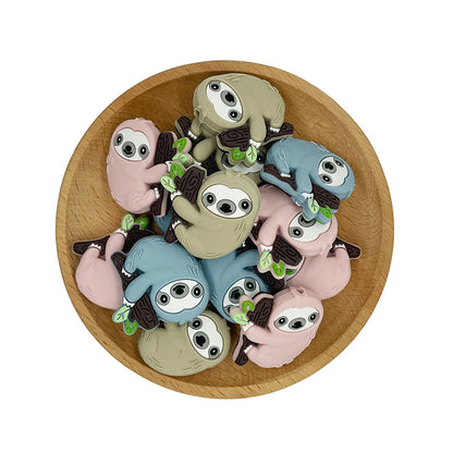 20pcs Silicone Focal Beads Sloth Clinging to Tree Branch 5