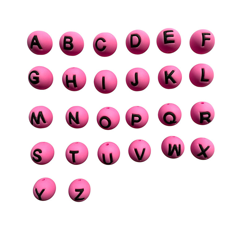 26pcs 15mm Silicone Letter Beads Alphabet A-Z Multi Color 6