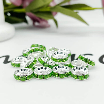 100pcs 10mm Large Hole Rhinestone Spacer Beads Copper Metal Frame 16