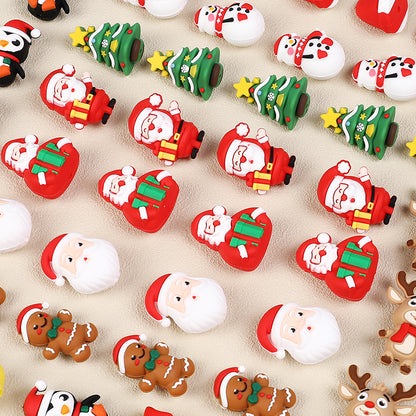 20Pcs Silicone 3D Focal Beads Christmas Themed Gingerbread Man Full Body 5