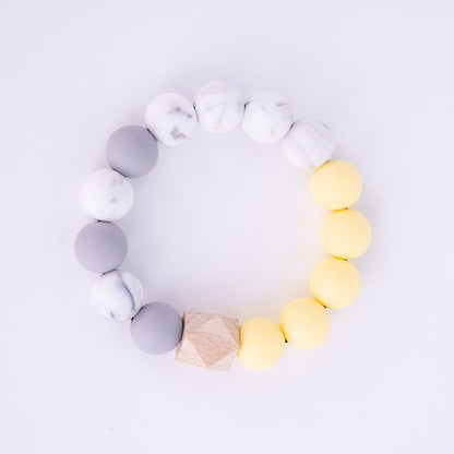 Silicone Bead Bracelet Keychain with Wooden Bead Accent 6