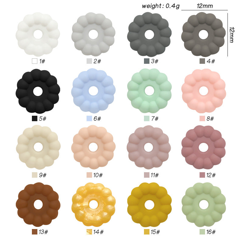 50pcs 12mm 15mm Solid Color Silicone Disc Spacer Beads DIY Craft Supplies 5